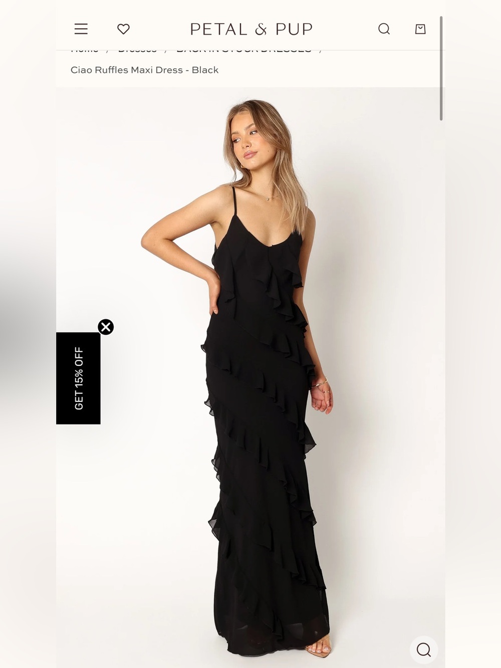 Petal & Pup Black Ruffle Maxi Dress